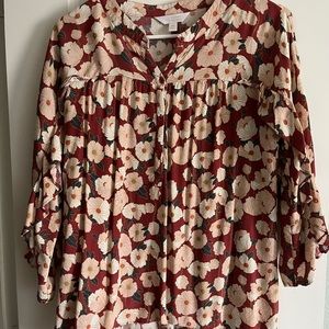 Brown autumn floral 3/4 sleeve size medium